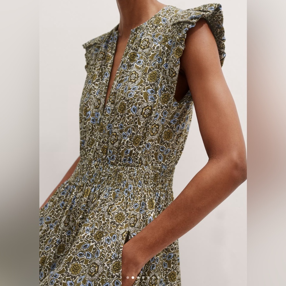 Me + Em Cotton Trailing Lotus Print Midi Dress Si… - image 4